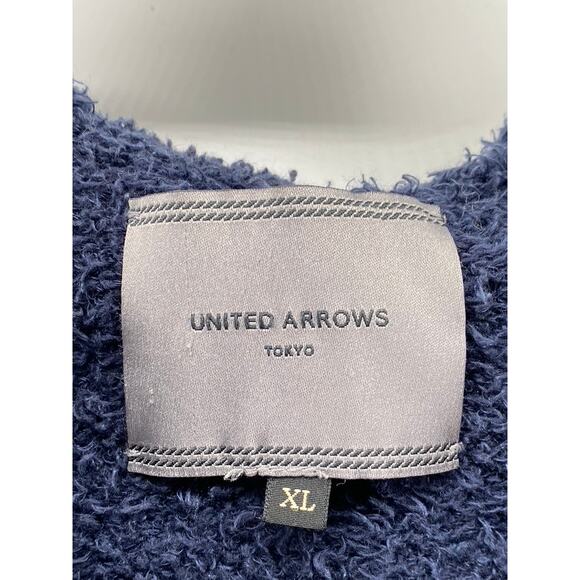 UNITED ARROWS Men's Dark Blue Heavyweight Teddy Fleece Zip-Up Jacket SZ XL - Picture 7 of 9